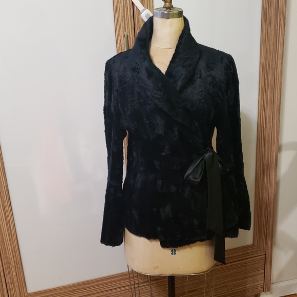 Black fur mini coat
